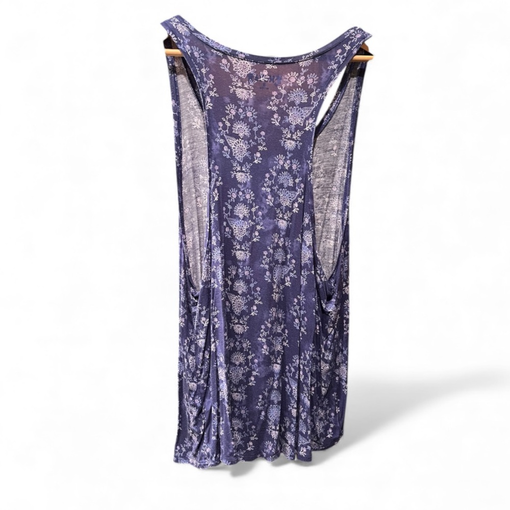Blue Floral Racerback Tank - Picture 2 of 4